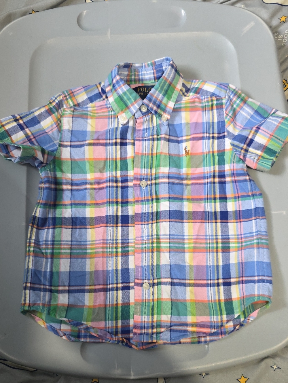 Polo by Ralph Lauren Pastel Plaid Button-Down Shirt — Blue, Green, Pink